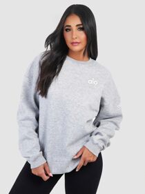 Grey Marl Long Sleeve Printed Casual Crewneck Loose Fit Sweatshirt