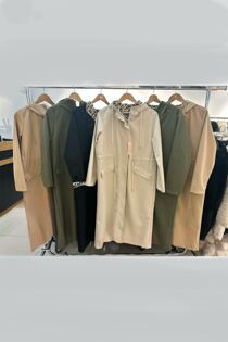 Camel Leopard Patch Reversible Windbreaker Long Coat