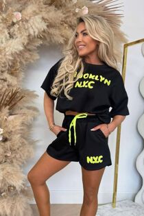 Oversized Brooklyn NYC Embroidered T-Shirt With Shorts