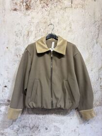 Cropped Corduroy Cuff And Collar Bomber Jacket
