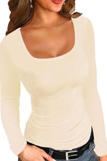 Long Sleeve Square Neck Stretchable Top