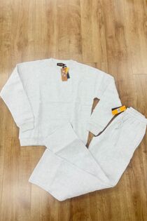 Bleach Grey Oversized Crucifix Cross Sweatshirt With Straight Leg Trouser