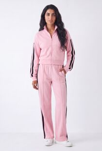 Pink Interlock 2 Stripe Sweatshirt With Wide Leg Trouser
