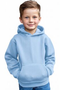 Sky Blue Kids Casual Fleece Pullover Plain Hoodie