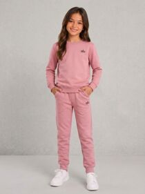 Sky Blue Kids Printed Round Neck Sweatshirt With Bottom Tracksuits