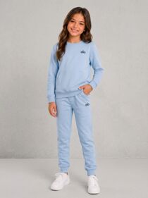 Sky Blue Kids Printed Round Neck Sweatshirt With Bottom Tracksuits