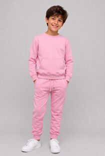 Pink Kids Round Neck Sweatshirt Bottom Tracksuits