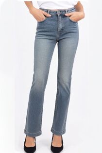 Blue Rhinestone Studded Bootcut Jeans