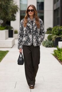 Grey Alpine Frost Faux Fur Coat