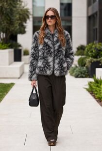 Black Alpine Frost Faux Fur Coat