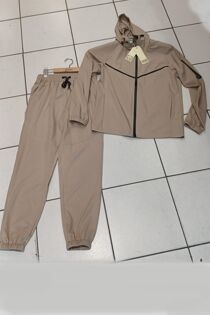Oatmeal Hooded Windbreaker Jacket With Jogger