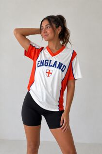 White With Contrast Orange England Soccer T-Shirt