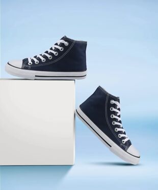 Navy Canvas High Top Trainers