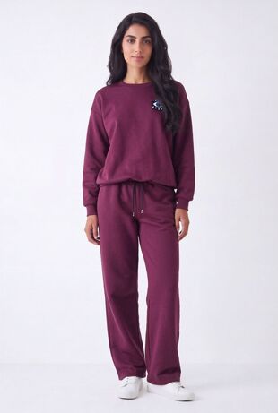 Eye Patch Sweatshirt & Drawstring Wide-Leg Pants Co-Ord Set