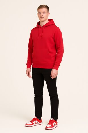 Red Basic Fleece Pullover Hoodie