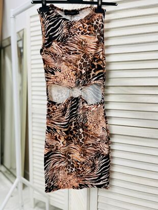 Leopard Marble Print Cut Out Dress