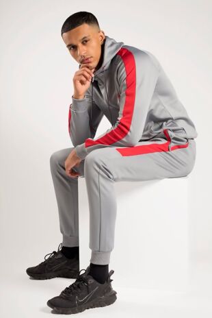 Red and Grey MX Striped Hooded Tracksuit 