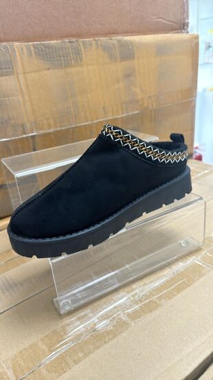 Black Slip on Low Platform Slippers