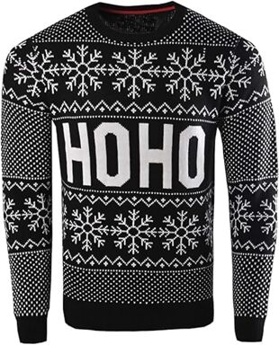 Black HOHO Merry Christmas Knitted Jumper