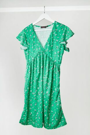Plus Size Green Disty Floral Dress