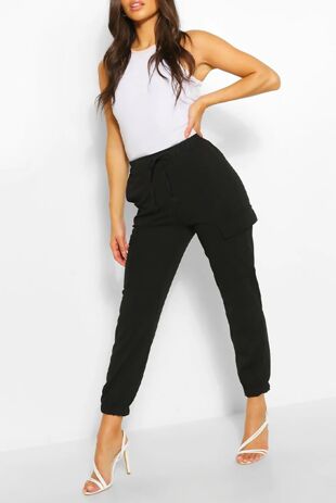 Black Cargo Mom Trouser 