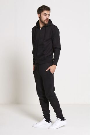 Black Fleece Jogging Pockets Bottoms Plain Tracksuit Size 2XL