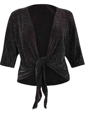 Plus Size Silver Lurex Tie Shrug