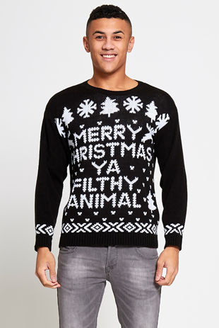 Black Merry Christmas Filthy Animal Christmas Jumper