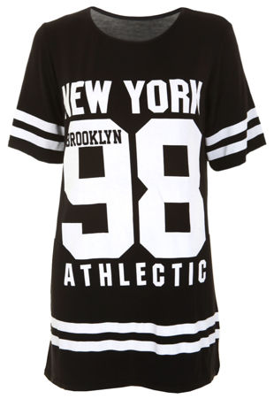 Plus Size Black New York 98 Oversize T-Shirt