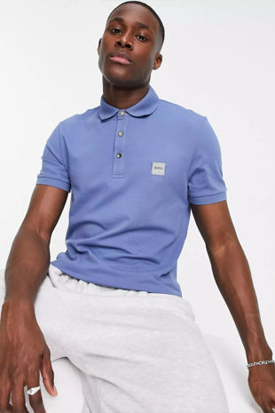 Blue BOSS Passenger Slim Fit Logo Polo