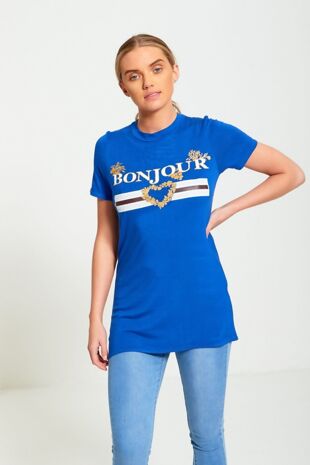 Job Lot Bonjour Love Longline T-Shirt