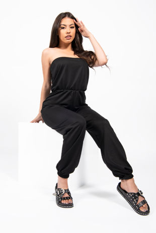 Black Bandeau Lounge Jumpsuit
