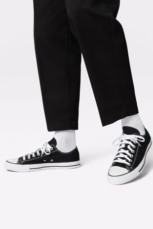 Black Canvas Lace Up Flat Trainers