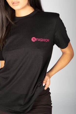 Black Contrast J5Fashion Logo T Shirt