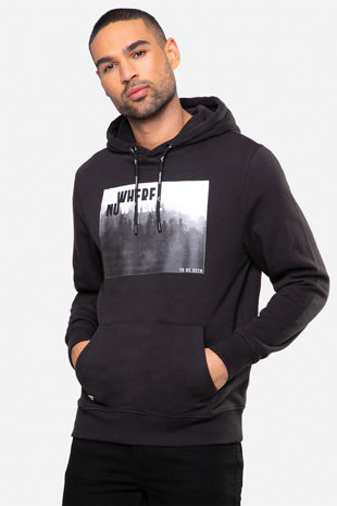 Black Graphic Print Zack Overhead Hoody