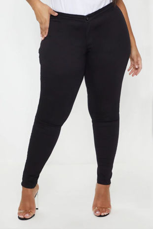 Plus Size Black High Waisted Tube Skinny Jeans 
