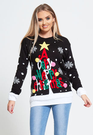 Black Merry Christmas Xmas Jumper