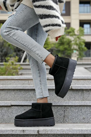 Black Ultra Mini Platform Ankle Boots