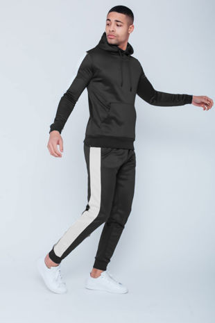 Black White Tape Pouch Pullover Tracksuit 