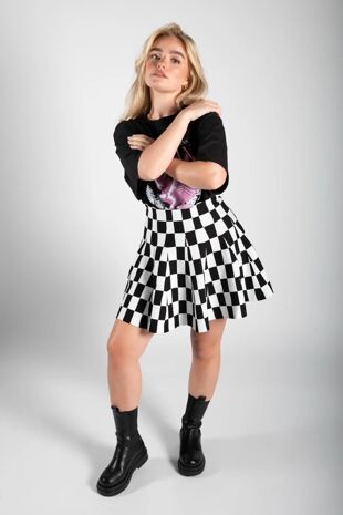 Monochrome High Waisted Tennis Skirt