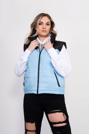 Blue Colourblock Puffer Gilet