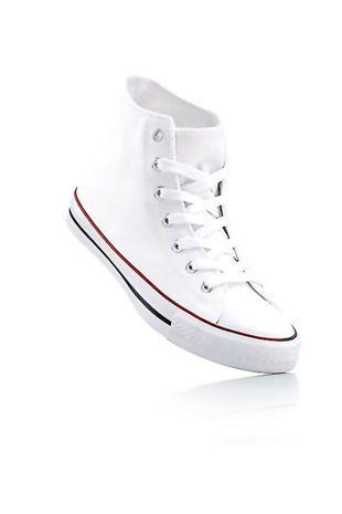 Canvas High Top White Lace Up Trainers 