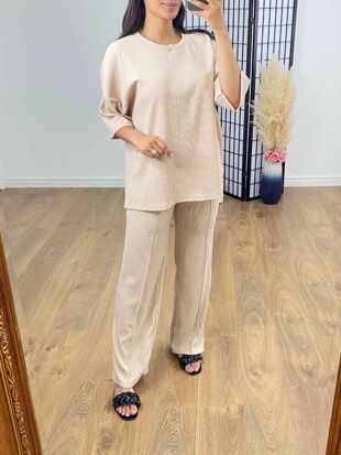 Cheesecloth Pattern T-Shirt and Trouser Co-Ord Set