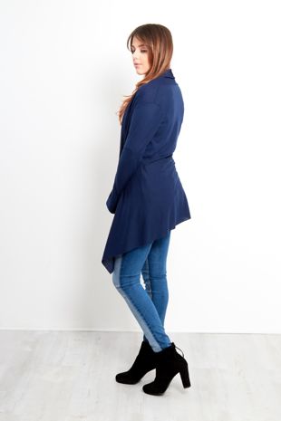 Navy Rib Waterfall Cardigan