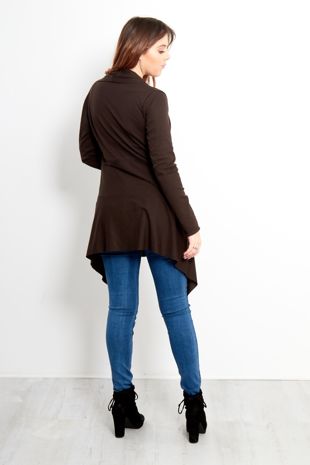 Brown Rib Waterfall Cardigan