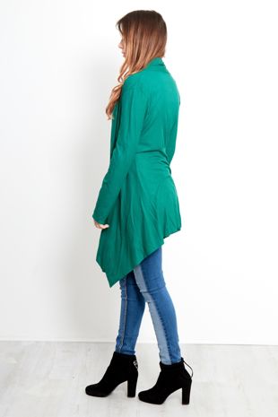 Green Rib Waterfall Cardigan