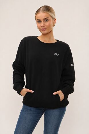 Black Long Sleeve Printed Crewneck Loose Fit Sweatshirt