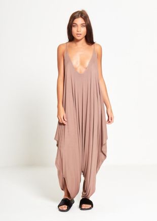 Fuchsia Draped Romper Harem Jumpsuit
