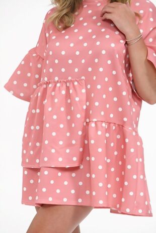 Job Lot Dusty Pink Polka Dot Oversized Smock Dress
