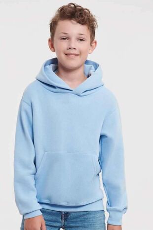 Sky Blue Kids Casual Fleece Pullover Plain Hoodie